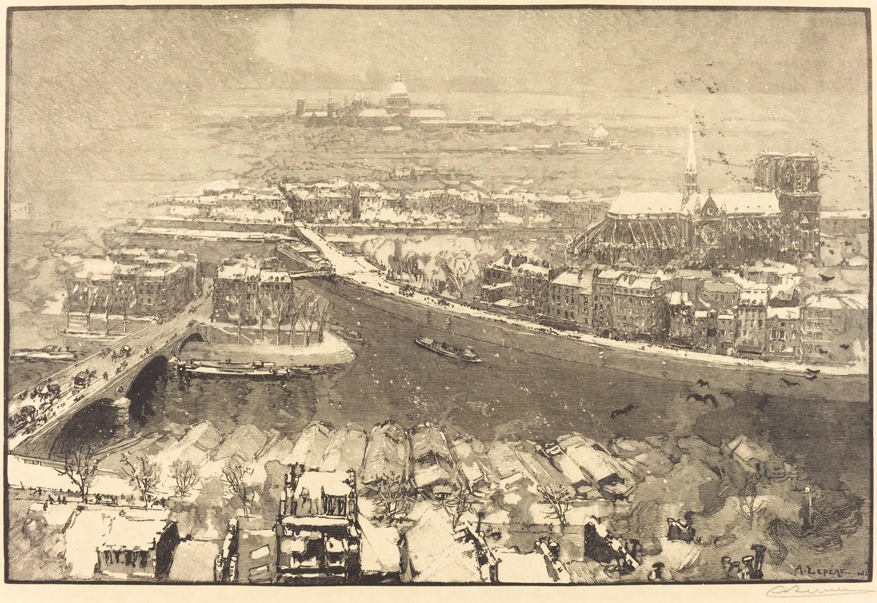Paryż pod śniegiem, widok z St.-Gervais autorstwa Auguste Lepere