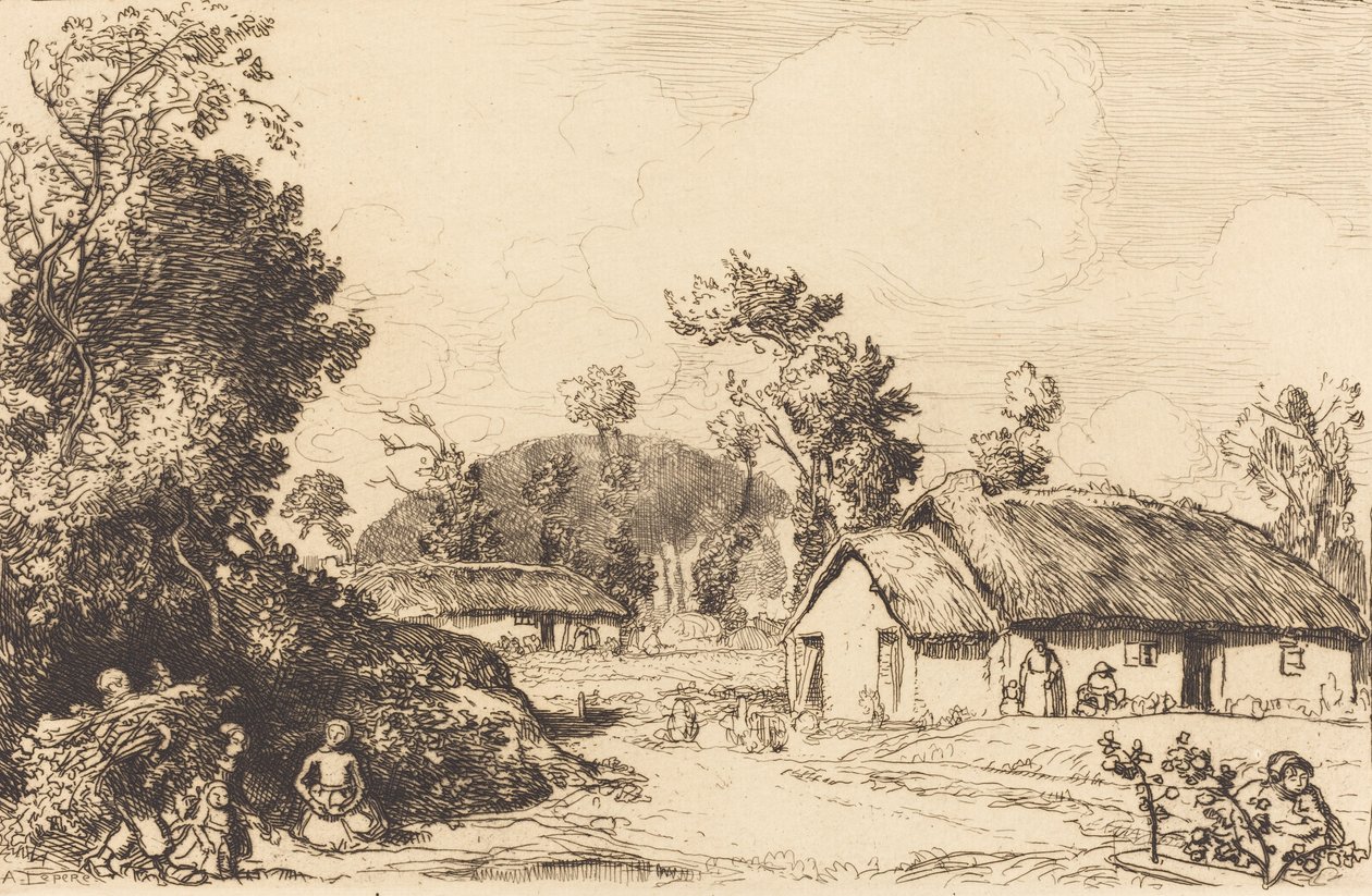 Rozrywka odpoczynku, Vendee Gra odpoczynku, Vendee. autorstwa Auguste Lepere