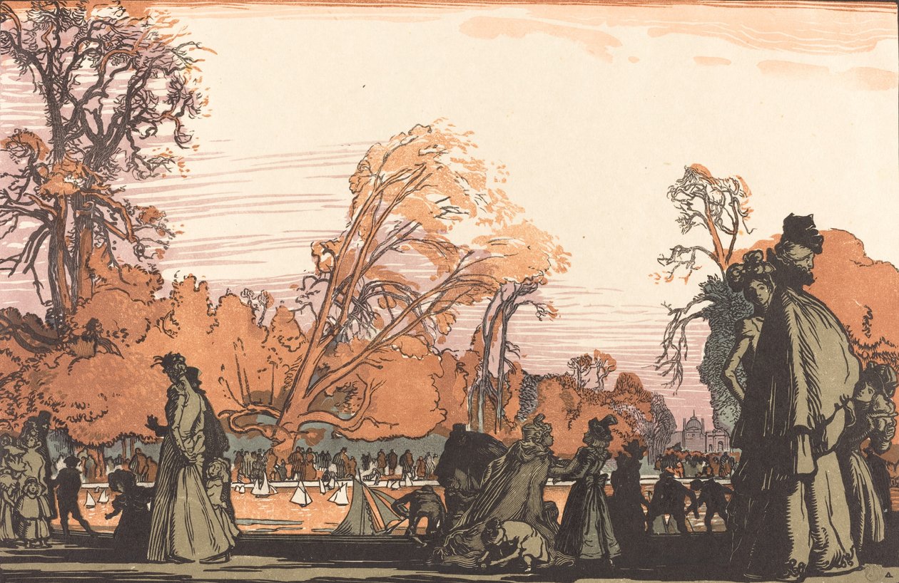 Staw w Tuileries Le bassin des Tuileries, 1898. autorstwa Auguste Lepere