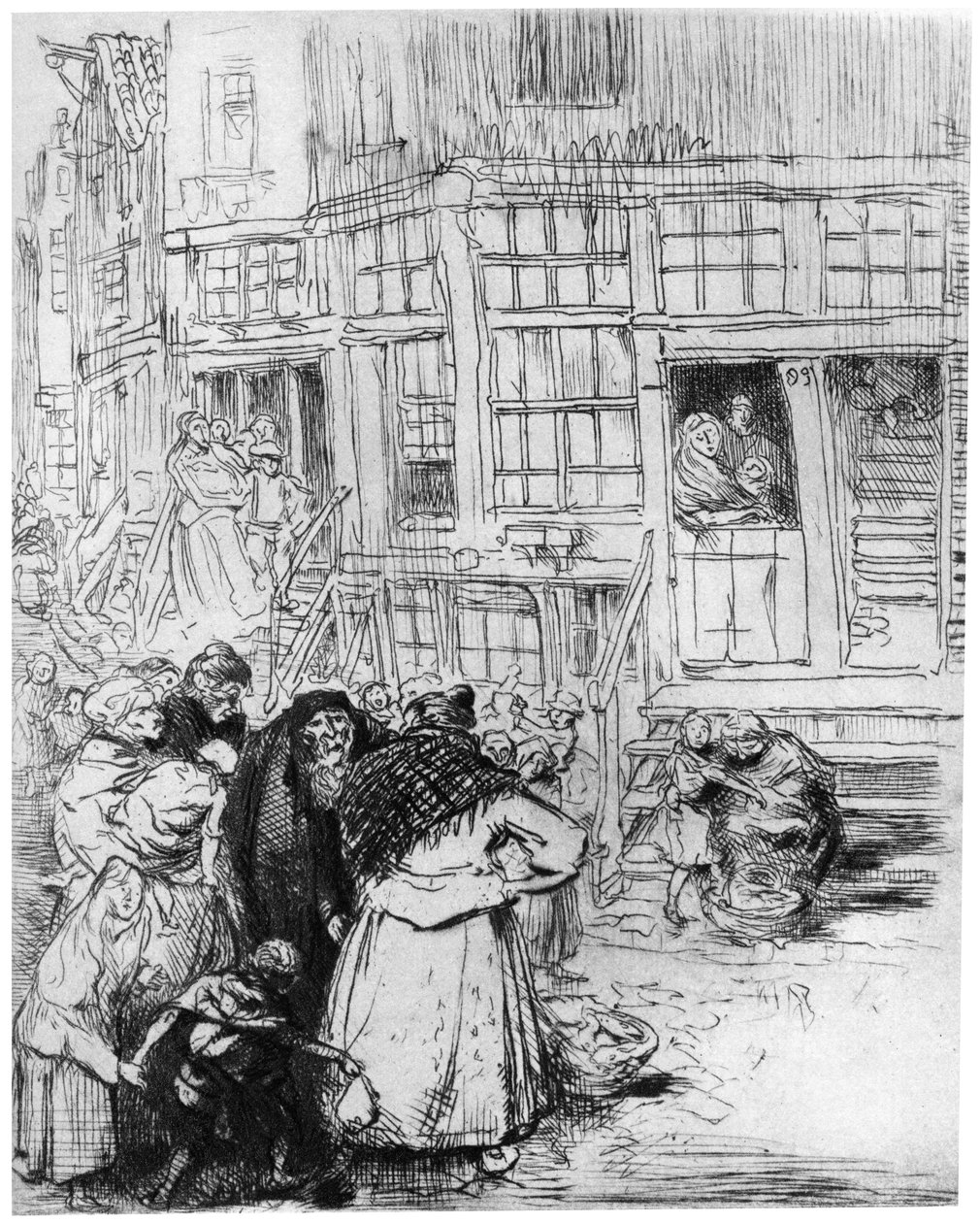 Dzielnica żydowska w Amsterdamie, c1870-1910 1924 autorstwa Auguste Louis Lepère