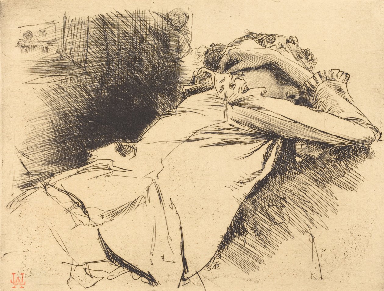 Leżąca kobieta śpiąca femme couchee sommeillant, 1892. autorstwa Auguste Lepere