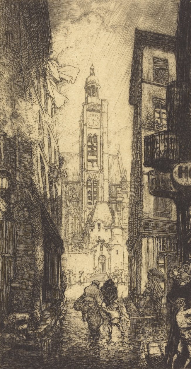 Rue de la Montagne-Sainte-Genevieve, Paryż, 1906. autorstwa Auguste Lepere