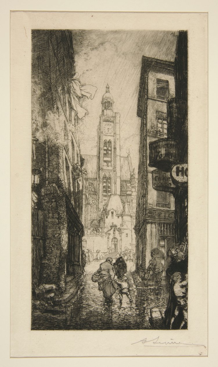 Rue de la Montagne Sainte-Geneviève, Paryż autorstwa Auguste Lepere