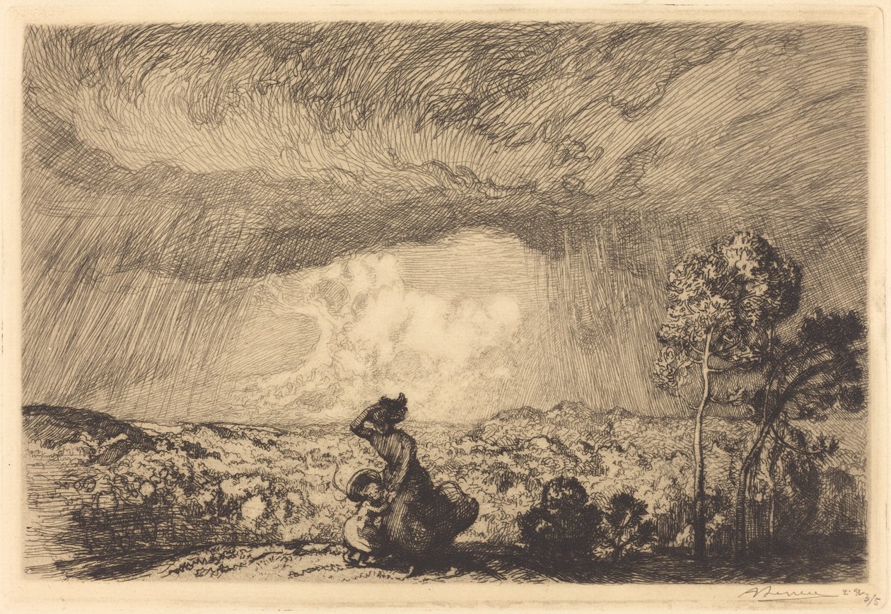 Burza na wydmie, Vendee autorstwa Auguste Lepere