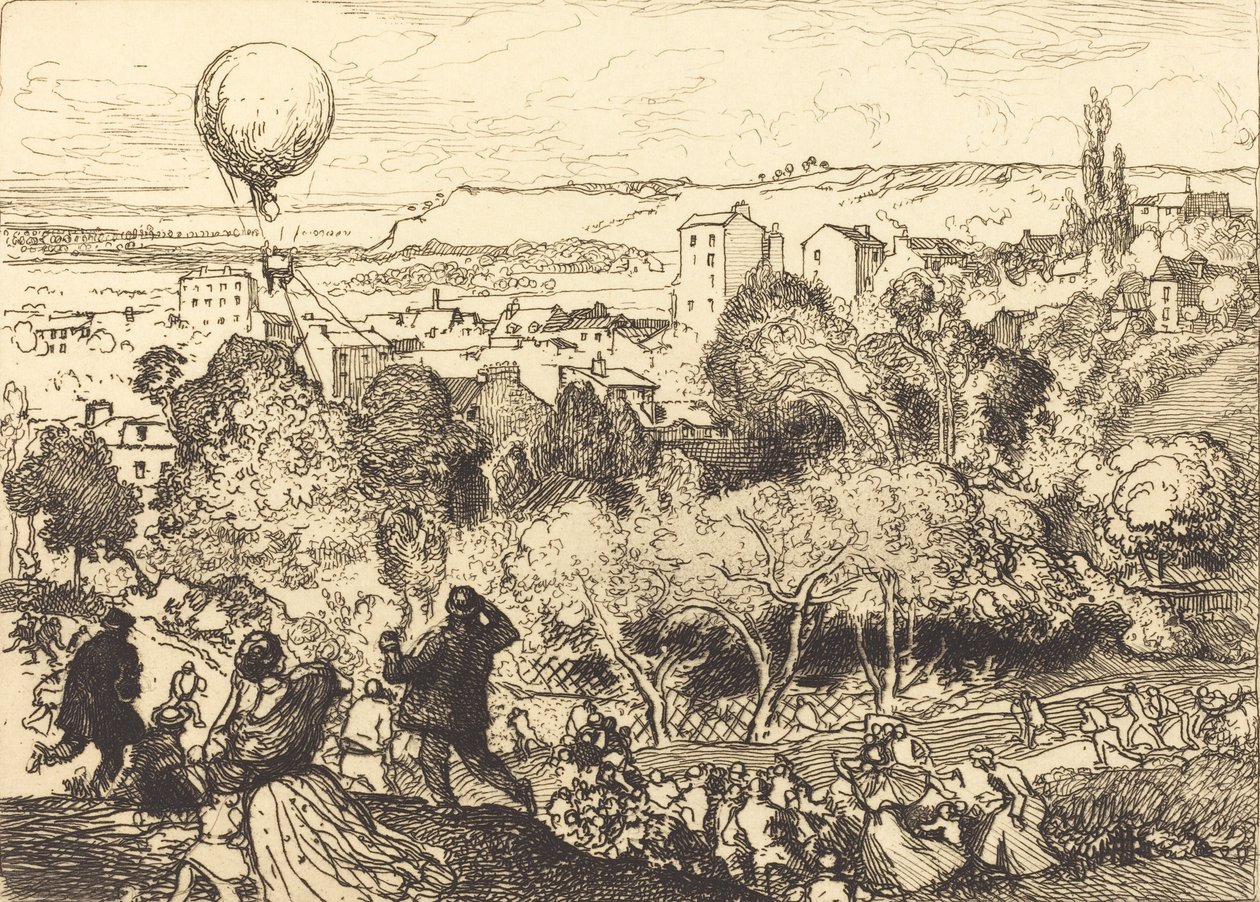 Spadający balon, w grobowcu Pre-Saint-Gervais Lebaloon qui, w Pre-Saint-Gervais, 1910. autorstwa Auguste Lepere