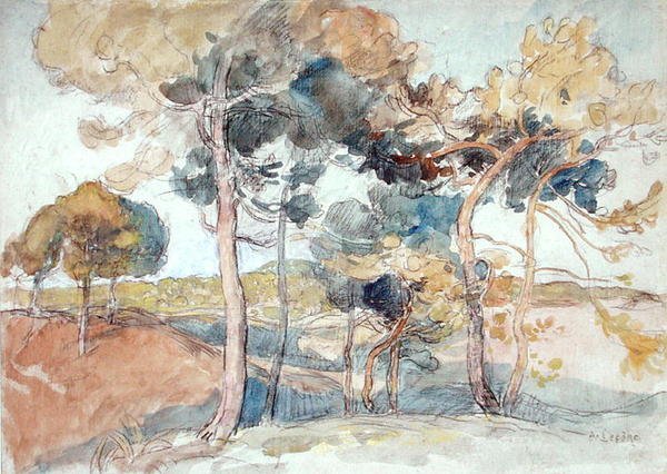 Wielkie drzewa (akwarela na papierze) autorstwa Auguste Lepere