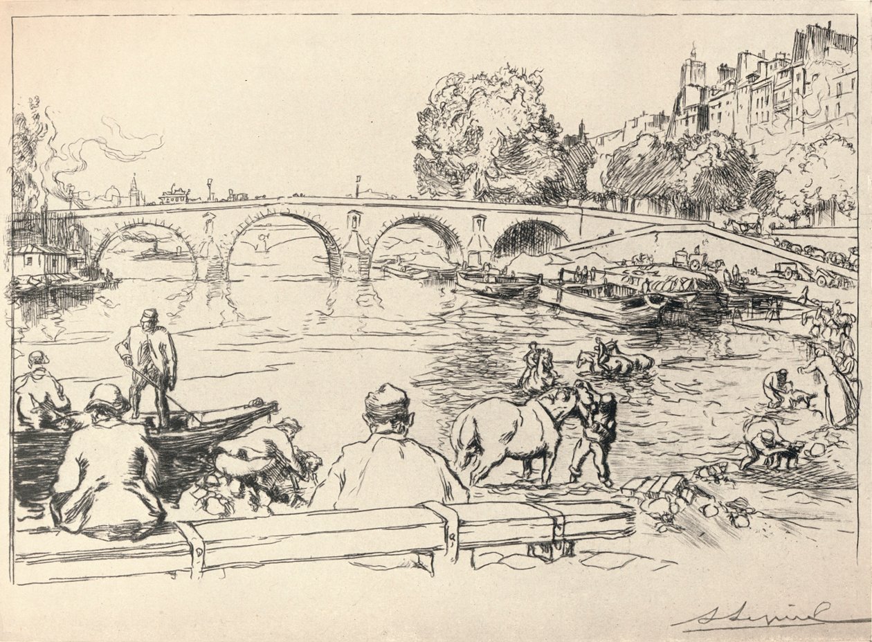 Kąpielisko przy Pont Marie, 1915 autorstwa Auguste Louis Lepère