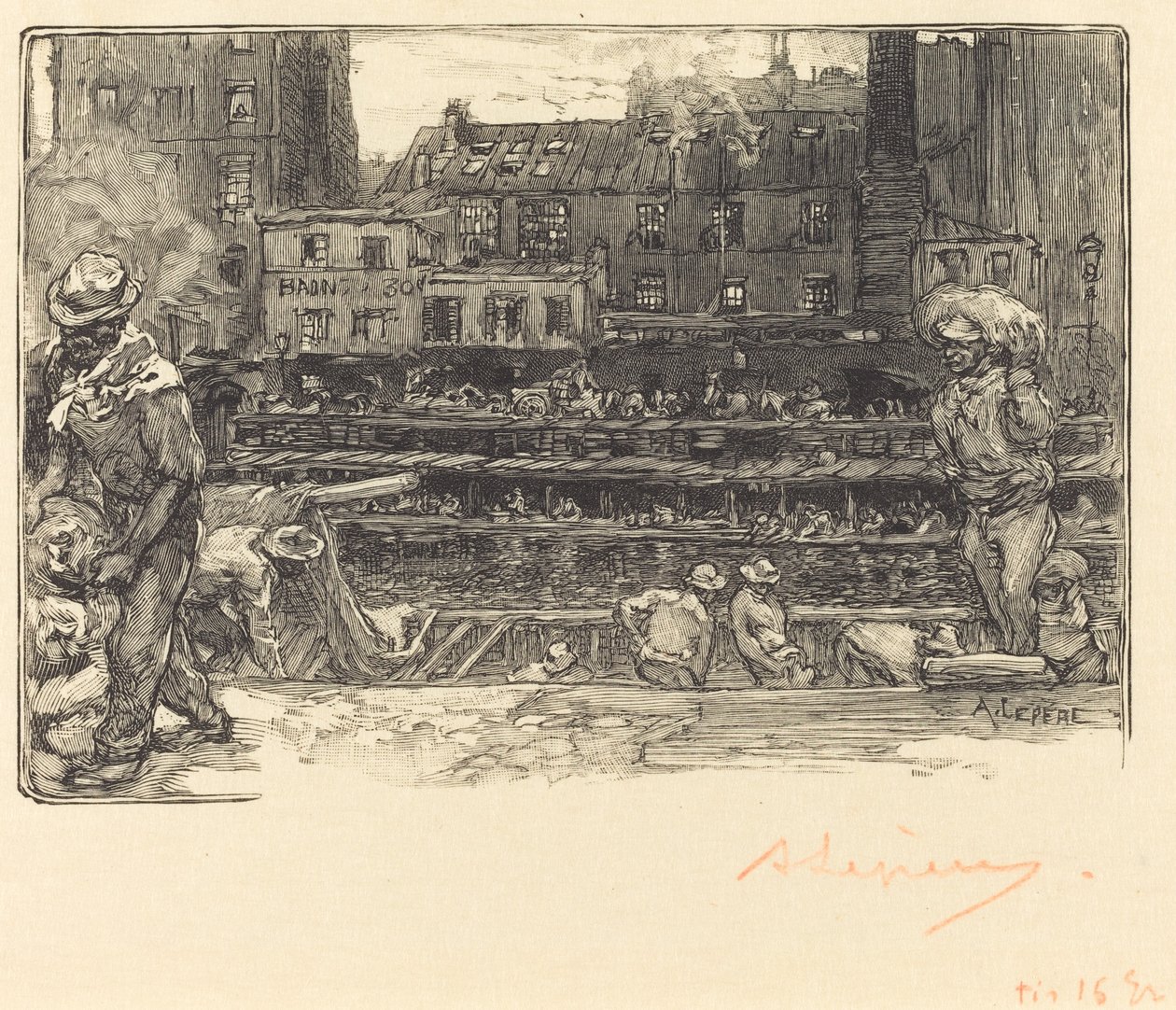 Rozładunek, Kanał St. Martin autorstwa Auguste Lepere