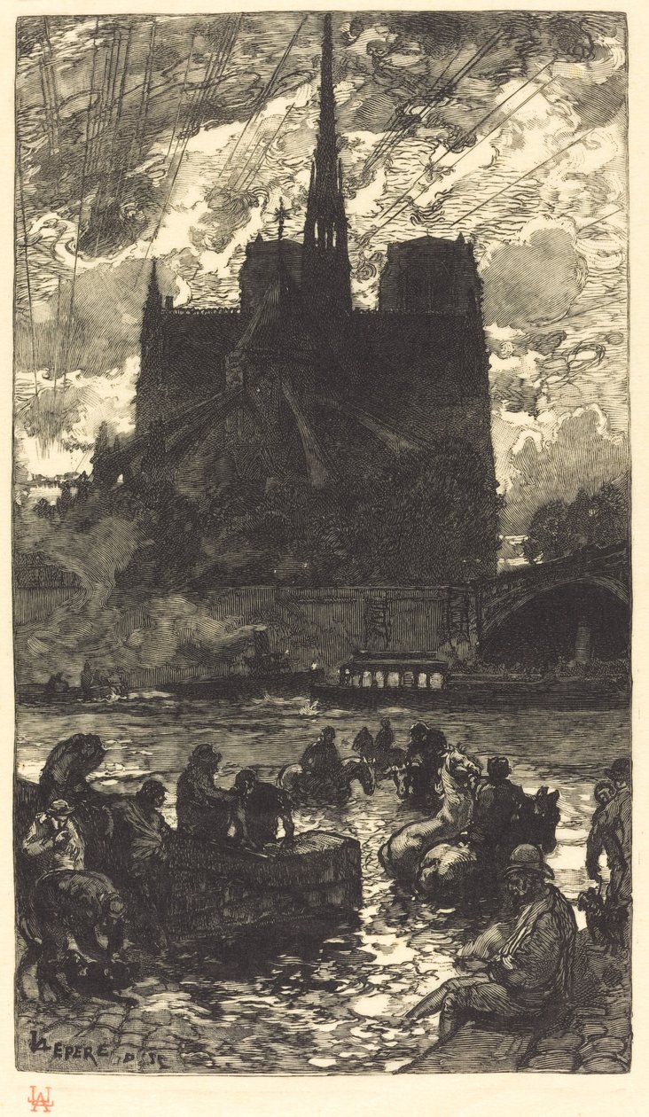Kąpielisko za Notre-Dame autorstwa Auguste Lepere