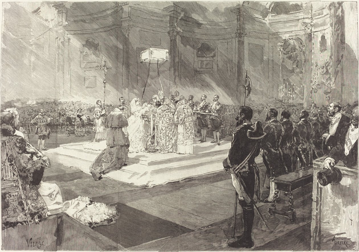 Królewski chrzest na dworze Hiszpanii autorstwa Auguste Lepère after Daniel Vierge