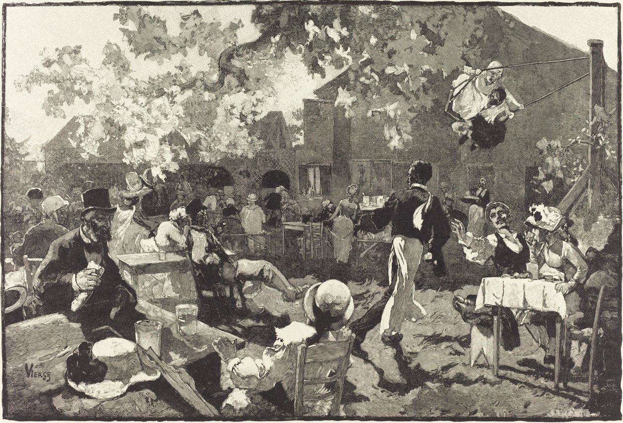 Cabaret du Coq de Bruyère w Bois de Meudon autorstwa Auguste Lepère after Daniel Vierge
