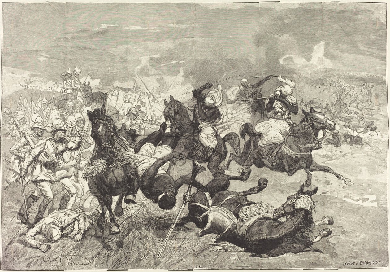 W Sudanie: Bitwa pod El-Teb autorstwa Auguste Lepère and Jacques Beltrand after Józef Chelmonski