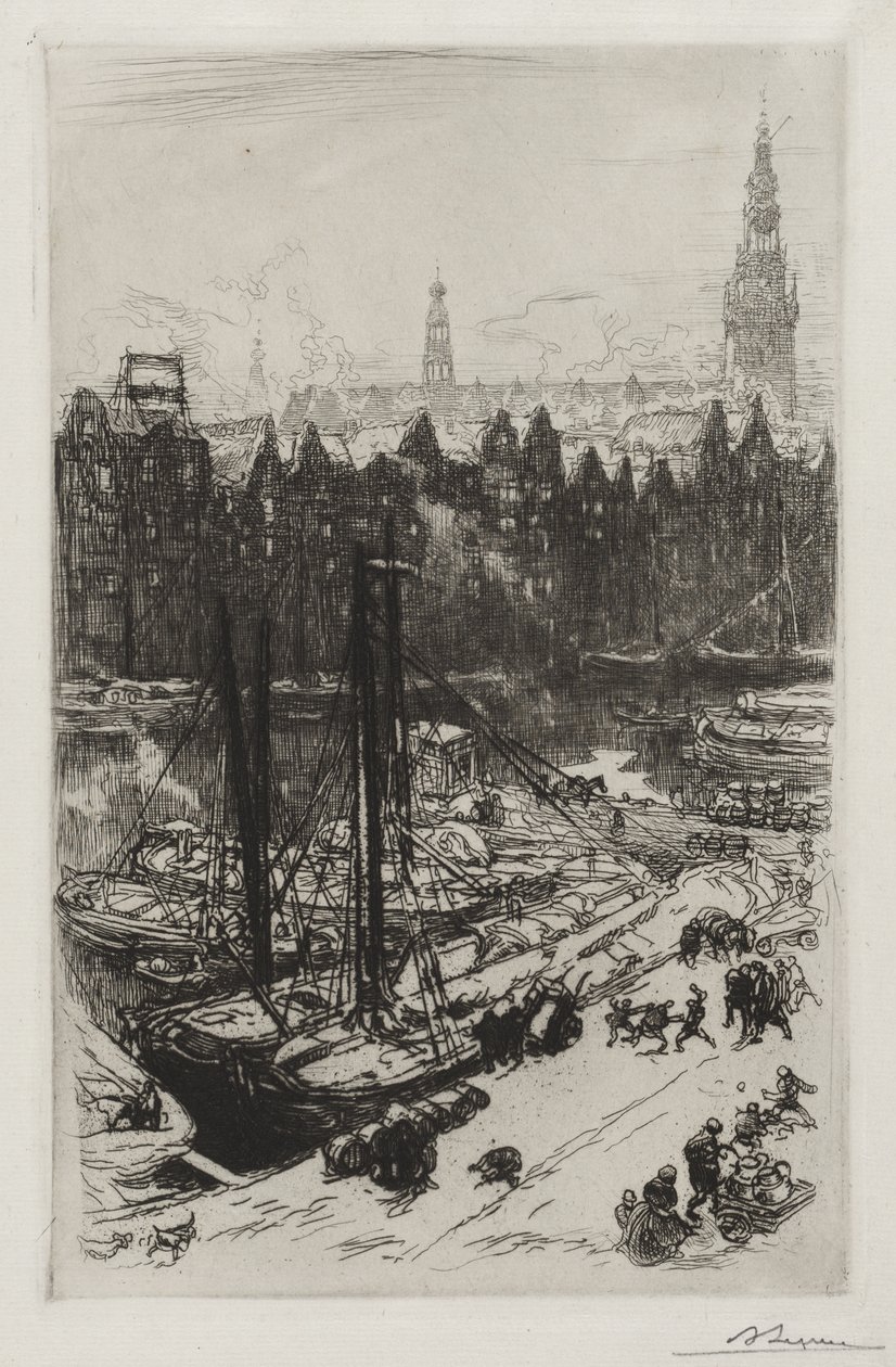 Amsterdam, widok z hotelu Victoria autorstwa Auguste Louis Lepère