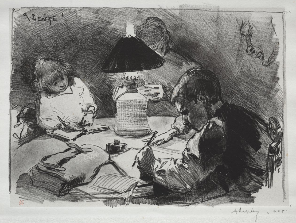 Wokół lampy autorstwa Auguste Louis Lepère