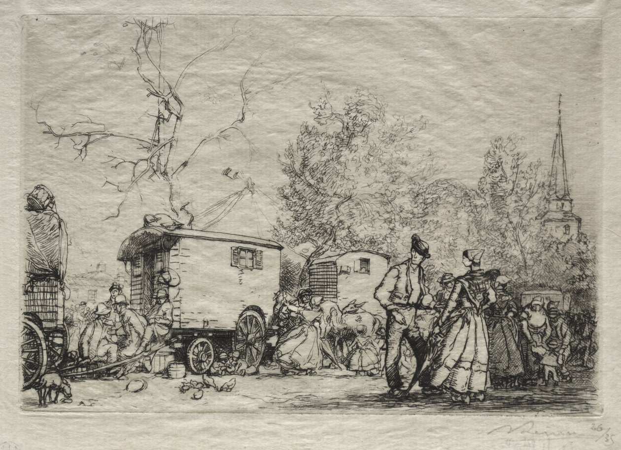 Na Jarmarku Św. Jean de Mont autorstwa Auguste Louis Lepère