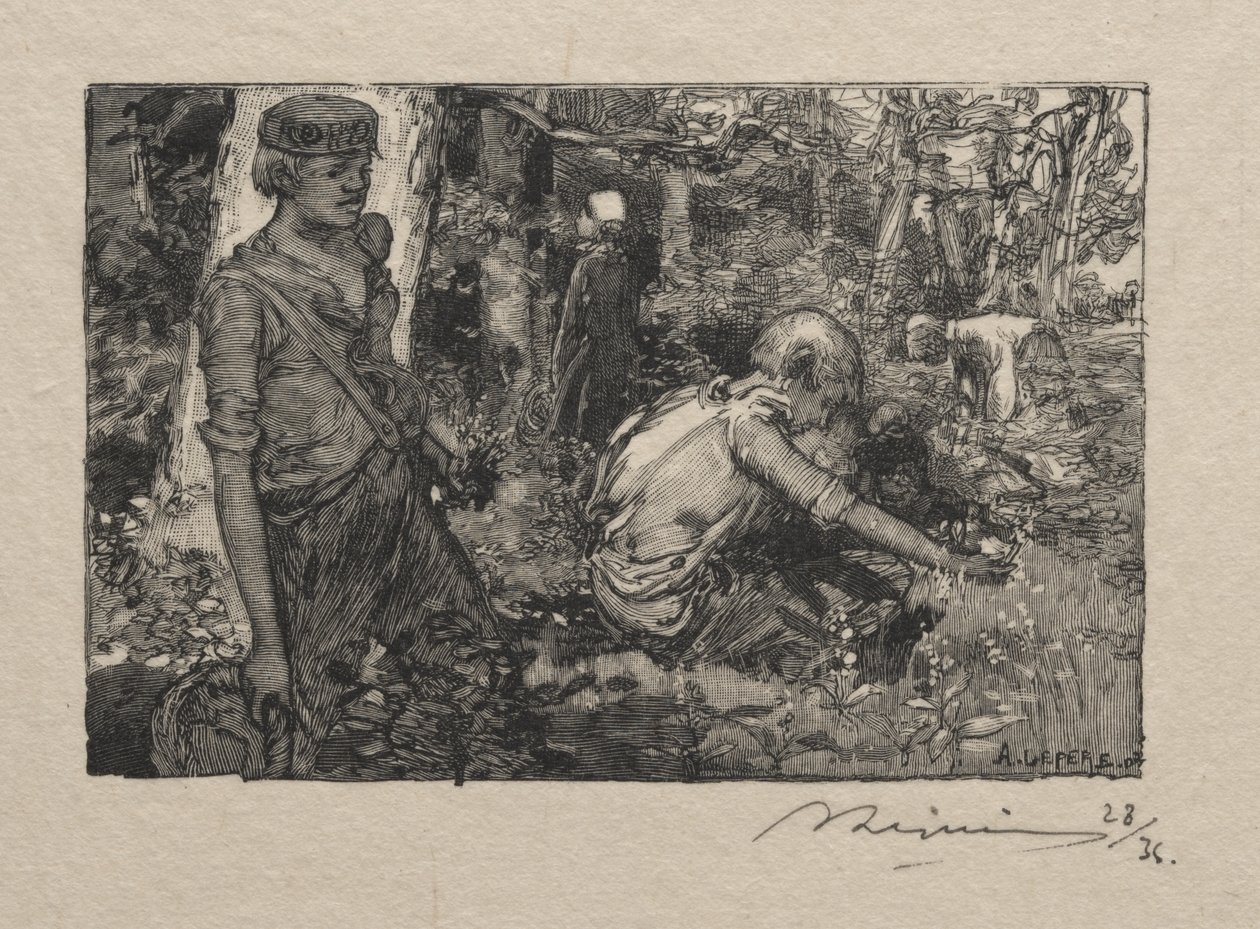Zbieranie konwalii autorstwa Auguste Louis Lepère