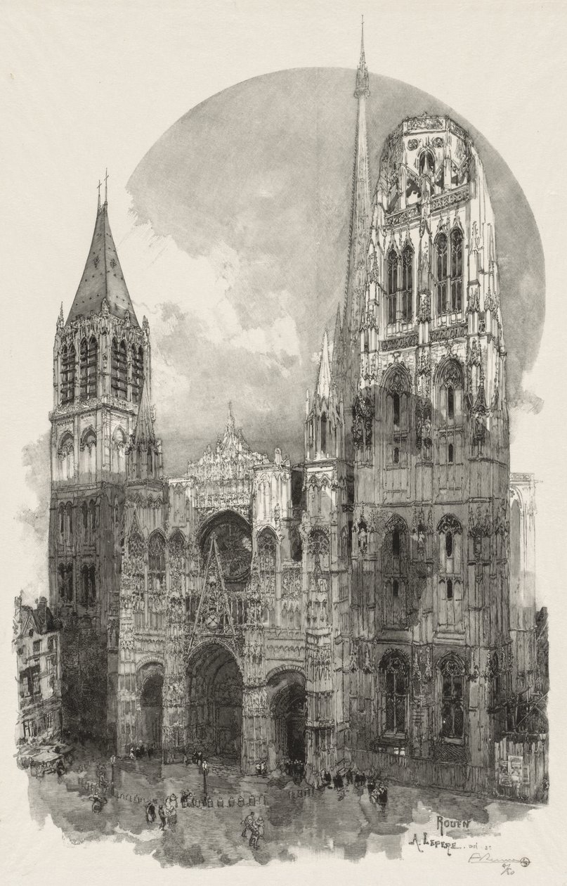 Ilustrowany Rouen: Katedra w Rouen autorstwa Auguste Louis Lepère