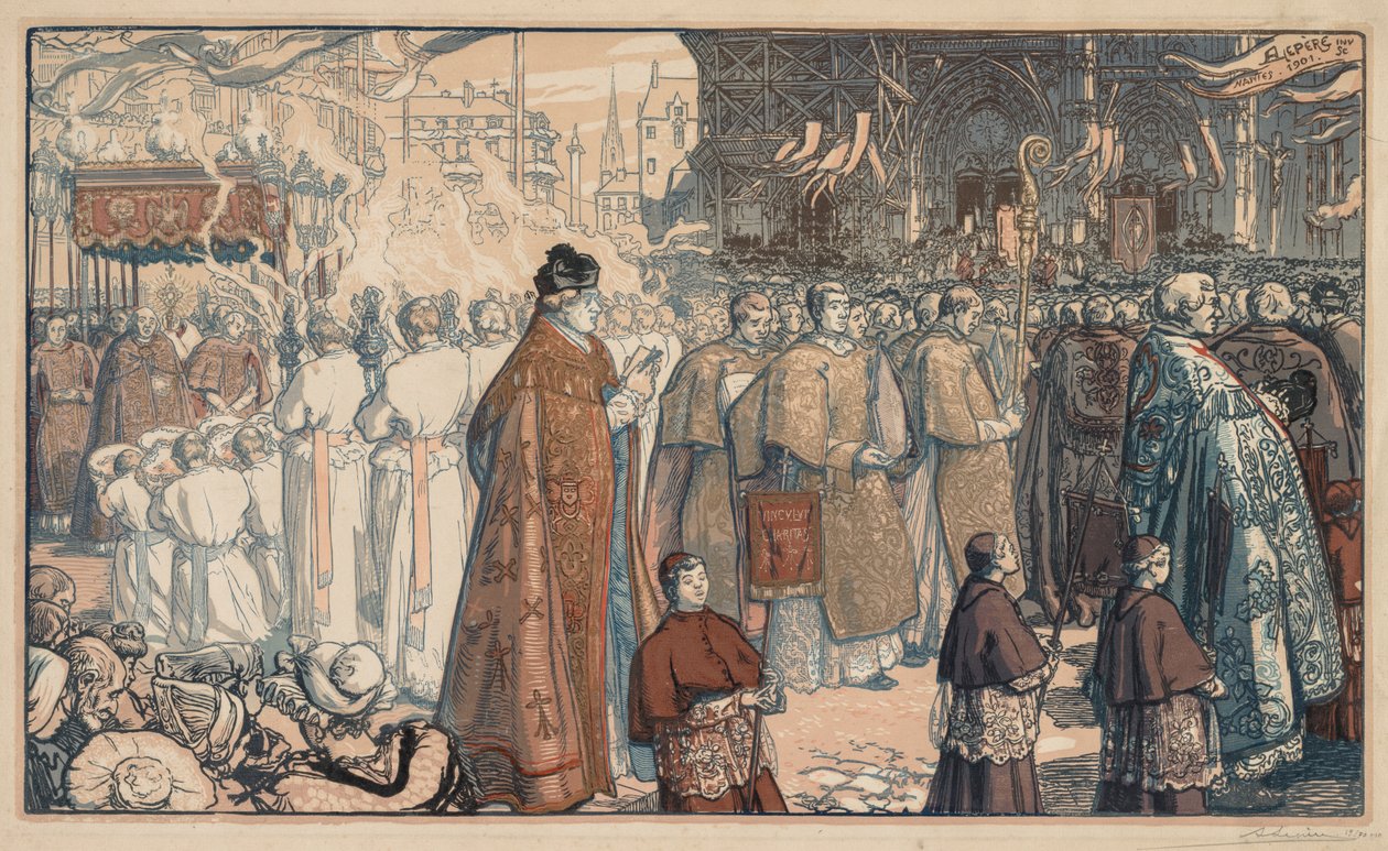 Procesja Bożego Ciała w Nantes autorstwa Auguste Louis Lepère