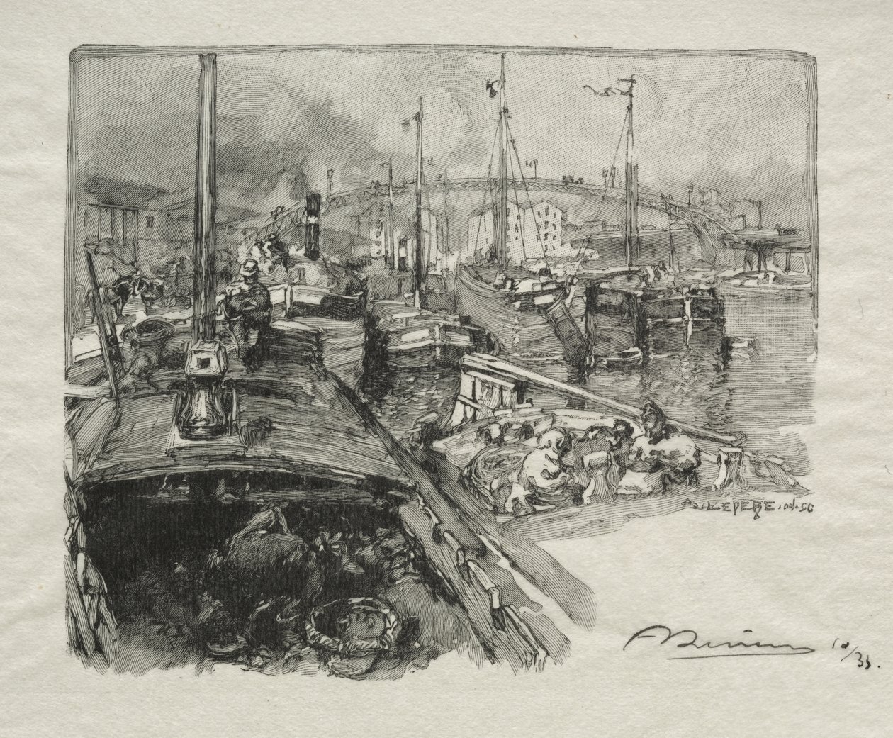 Basin de la Villette autorstwa Auguste Louis Lepère