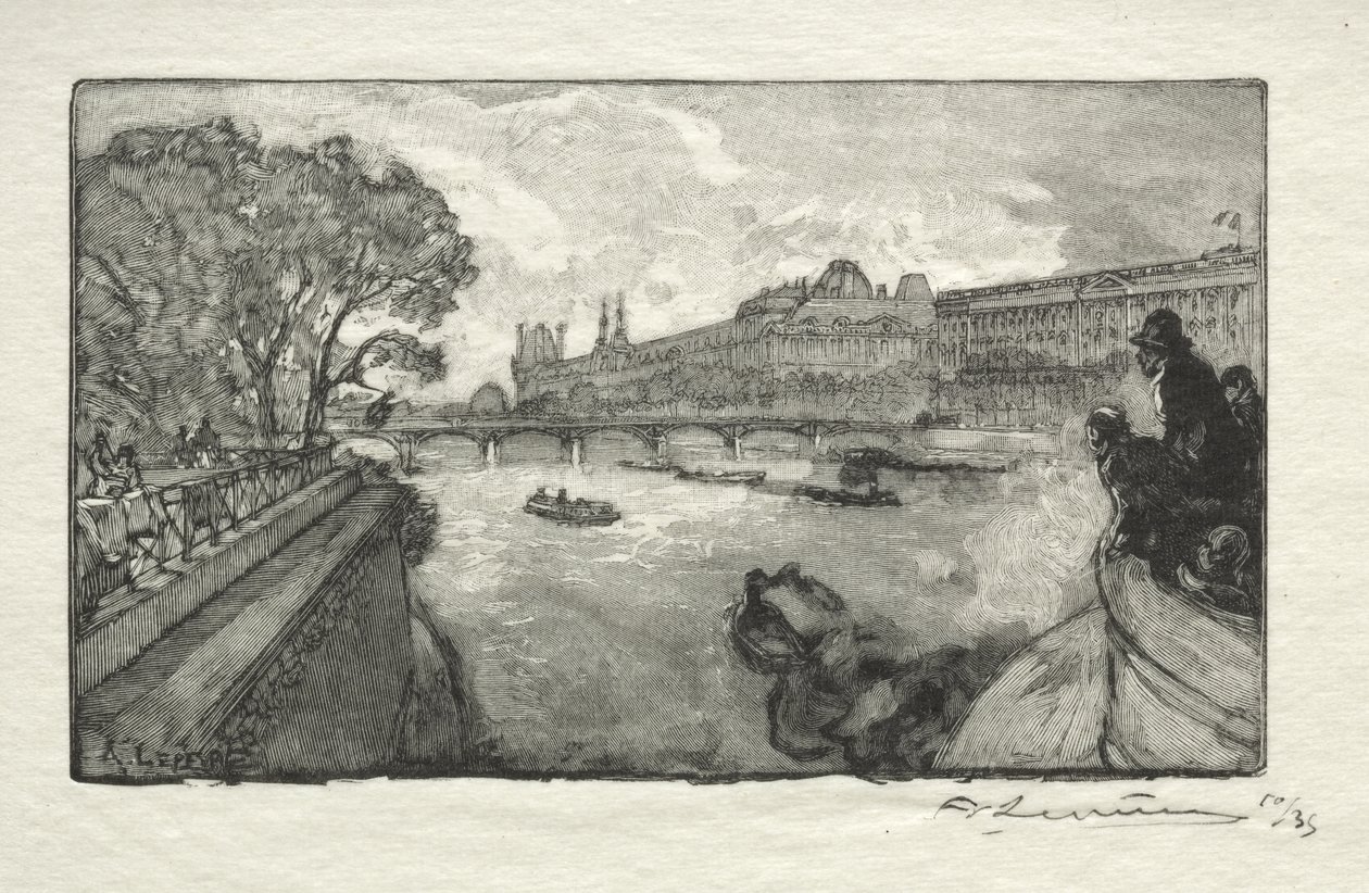 Luwr widziany z mostu Pont Neuf autorstwa Auguste Louis Lepère