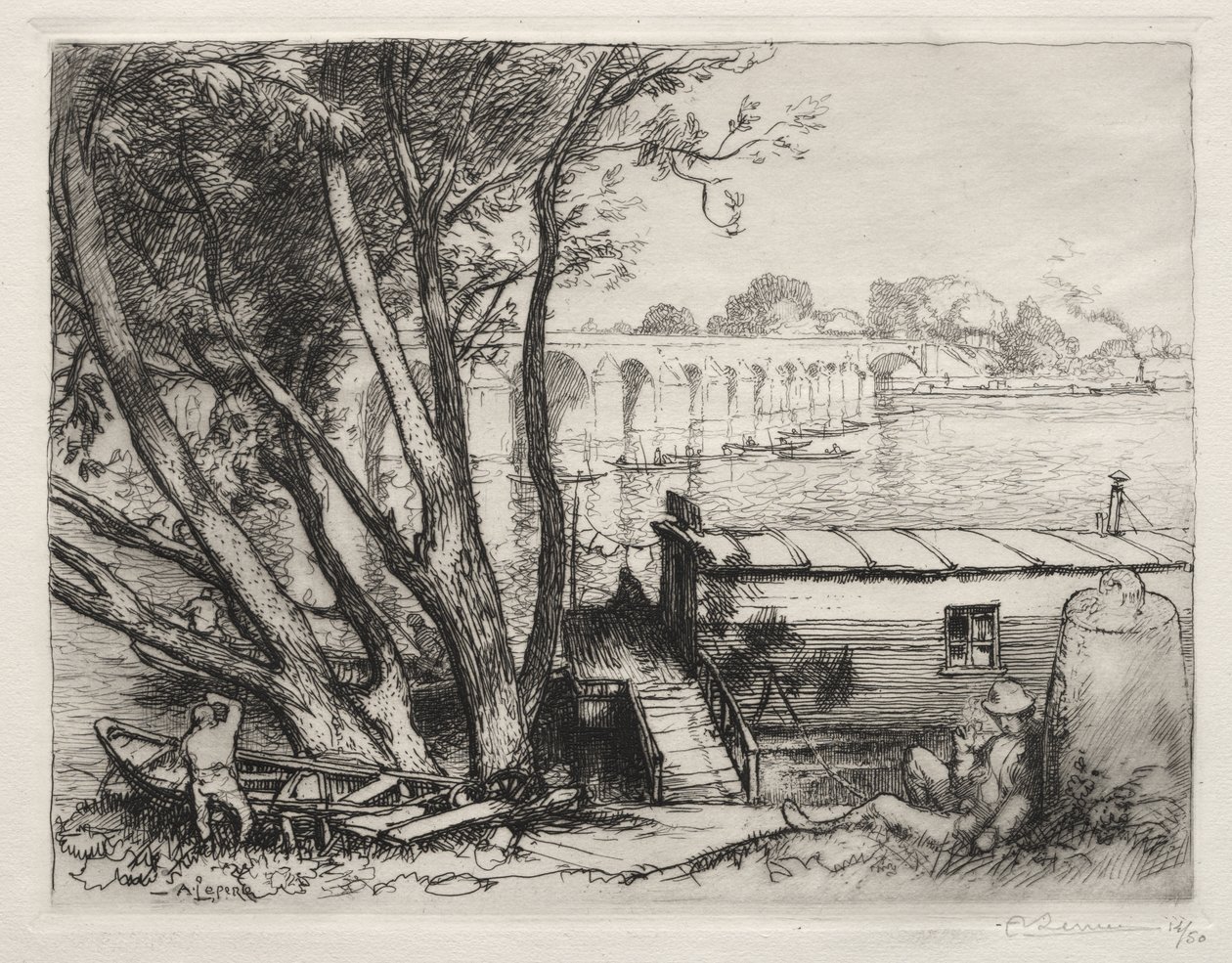 Most Poissy autorstwa Auguste Louis Lepère