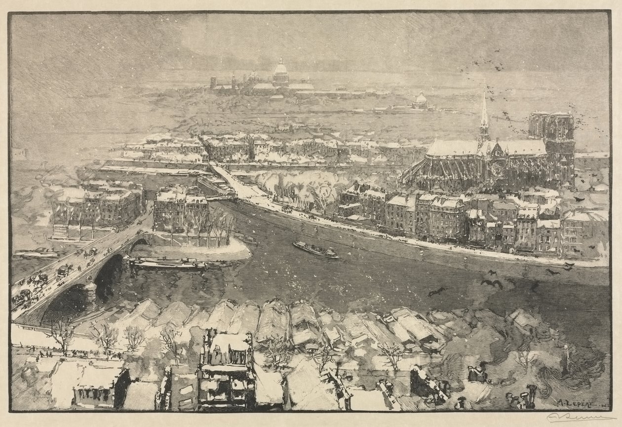 Paryż pod śniegiem autorstwa Auguste Louis Lepère