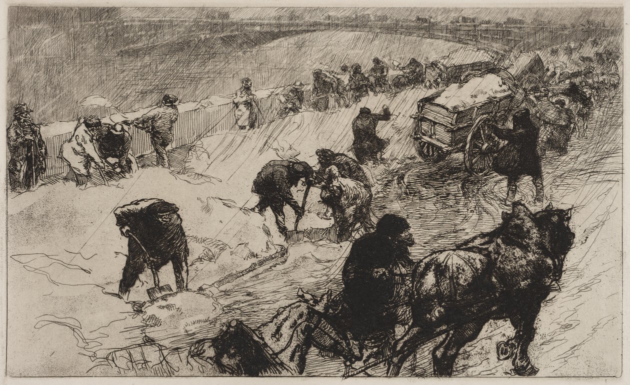 Walka na śnieżki: Nabrzeże Kwiatów autorstwa Auguste Louis Lepère