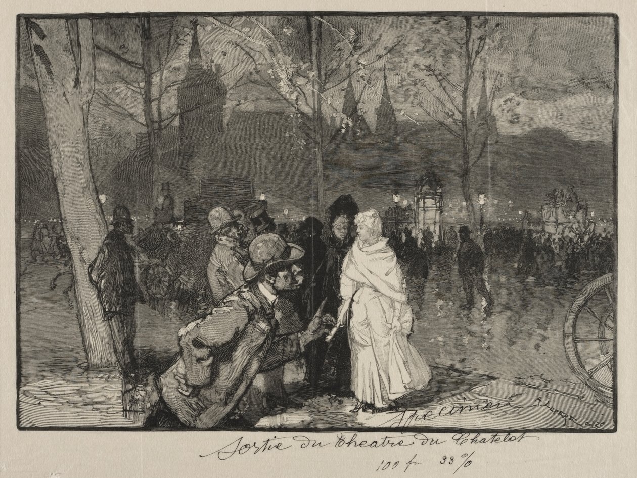 Opuszczenie Teatru Chatelet autorstwa Auguste Louis Lepère