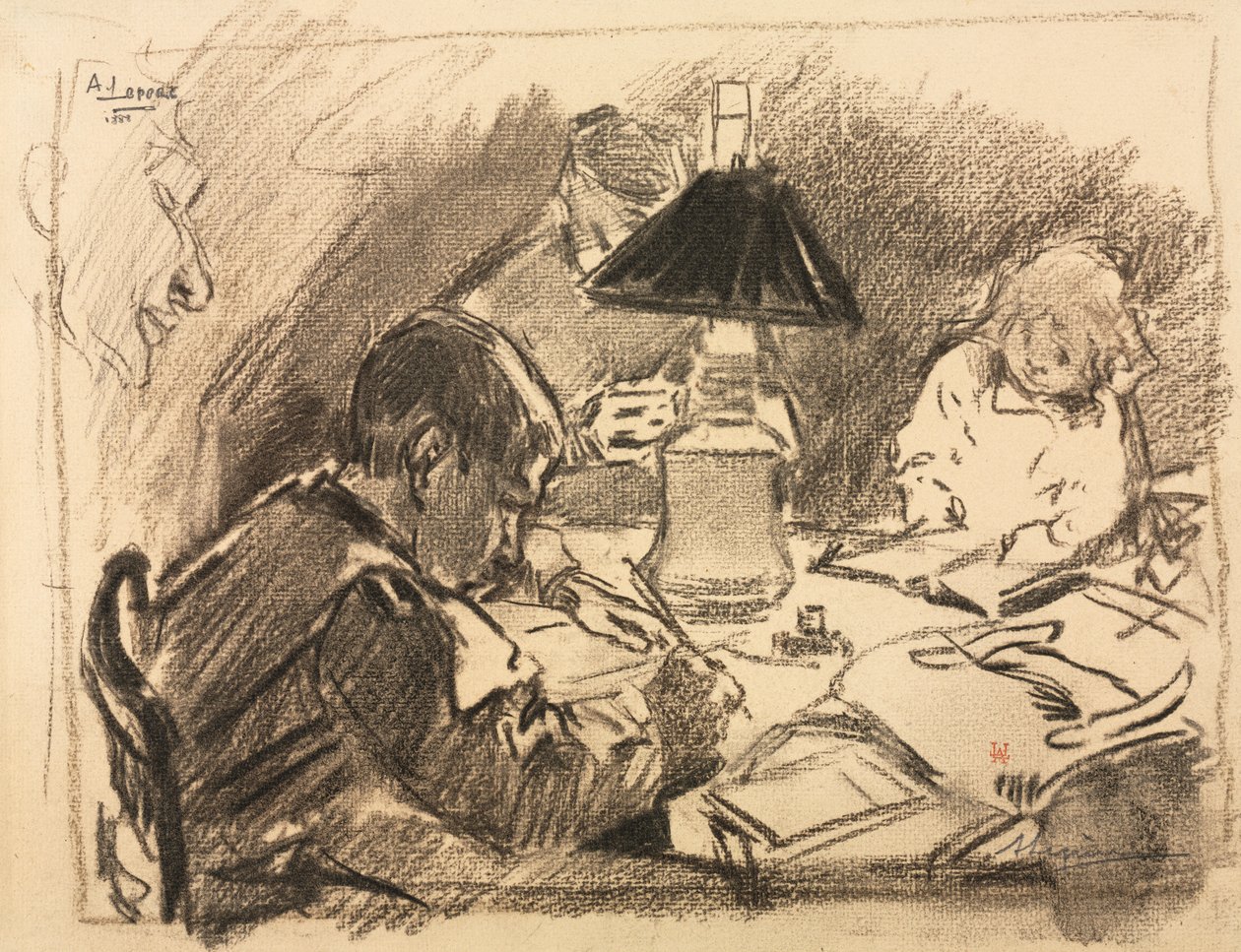 Wokół lampy autorstwa Auguste Louis Lepère