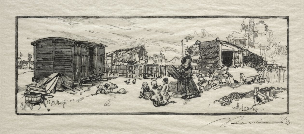 Powozownia (Le wagon-logement) autorstwa Auguste Louis Lepère