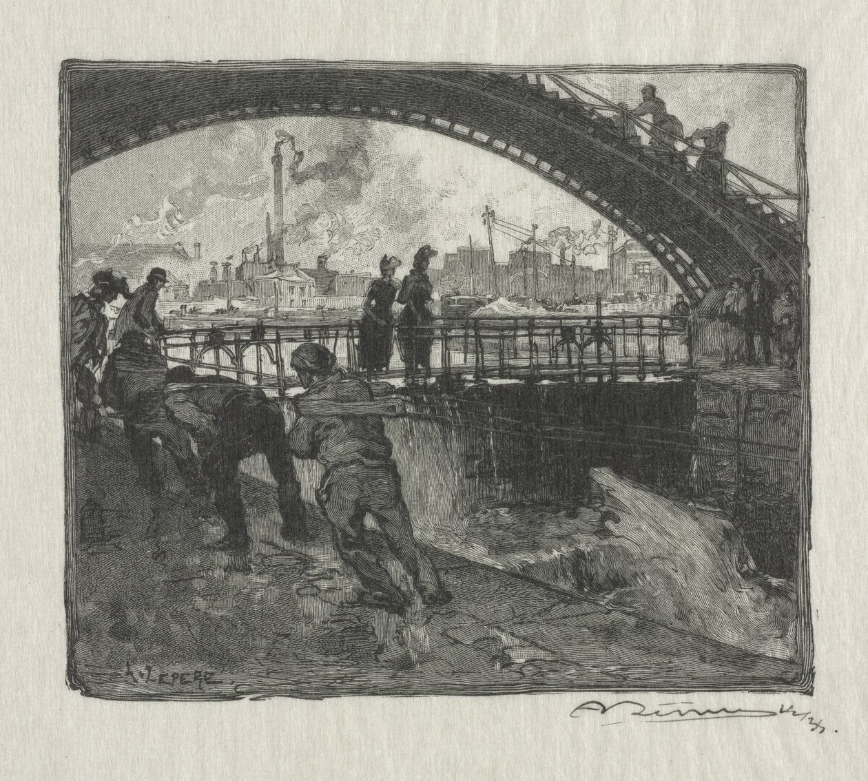 Śluza Kanału św. Marcina autorstwa Auguste Louis Lepère