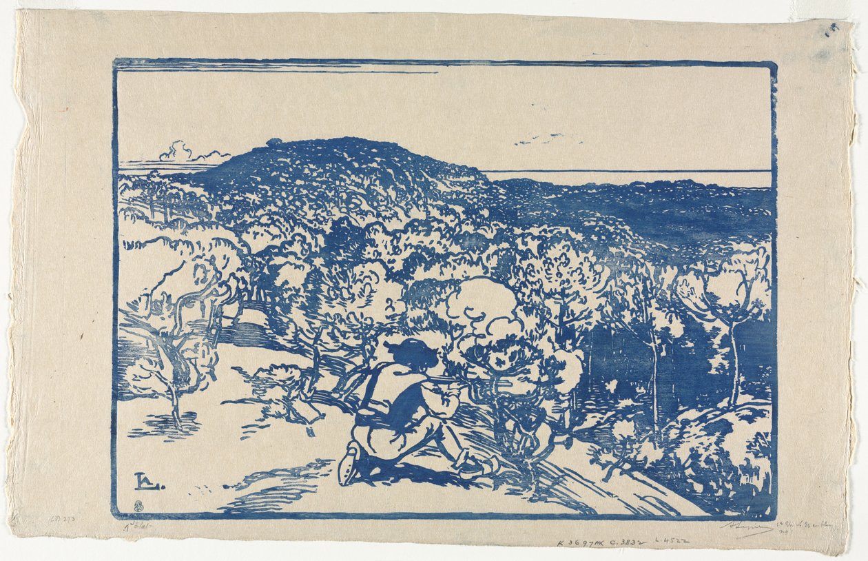 Kłusownik, wydmy Saint Jean de Mont autorstwa Auguste Louis Lepère