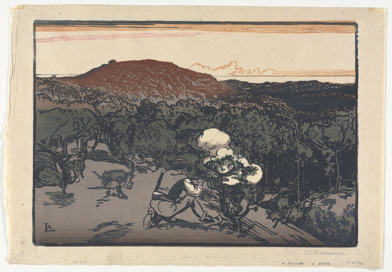 Kłusownik, wydmy Saint Jean de Mont autorstwa Auguste Louis Lepère