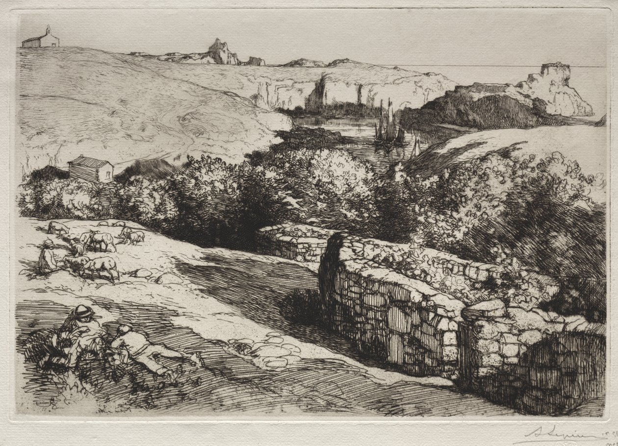 Widok na port La Meule autorstwa Auguste Louis Lepère