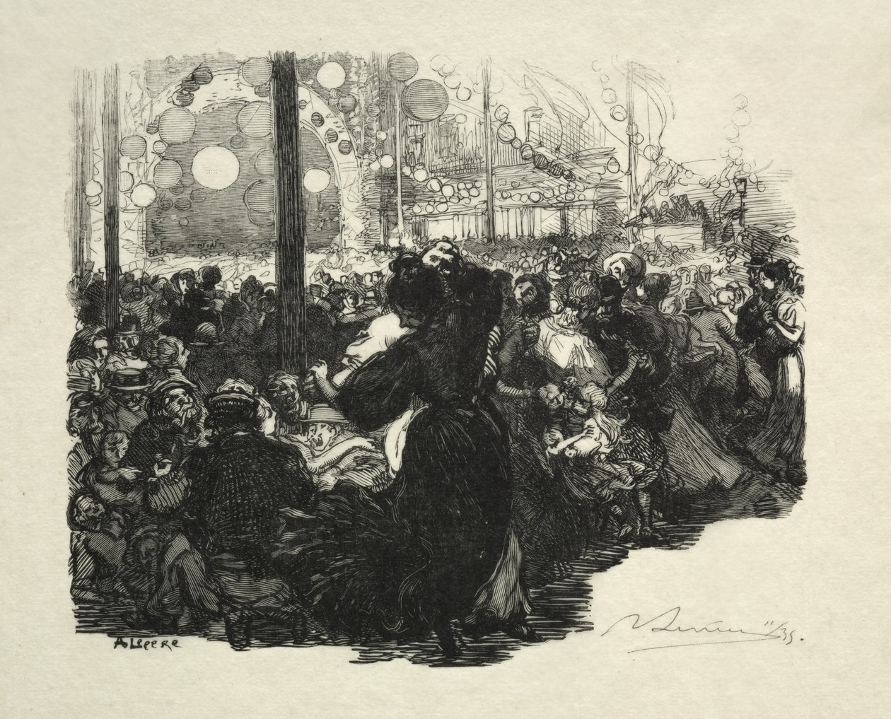14 lipca, Rue de Belleville, godz. autorstwa Auguste Louis Lepère