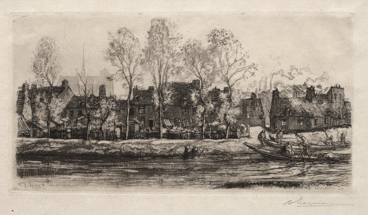 Amiens, brzegi Sommy, 1907. autorstwa Auguste Louis Lepère