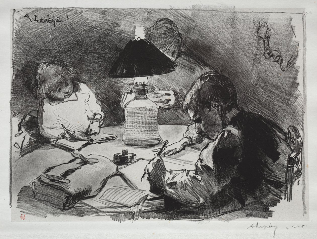 Wokół lampy autorstwa Auguste Louis Lepère