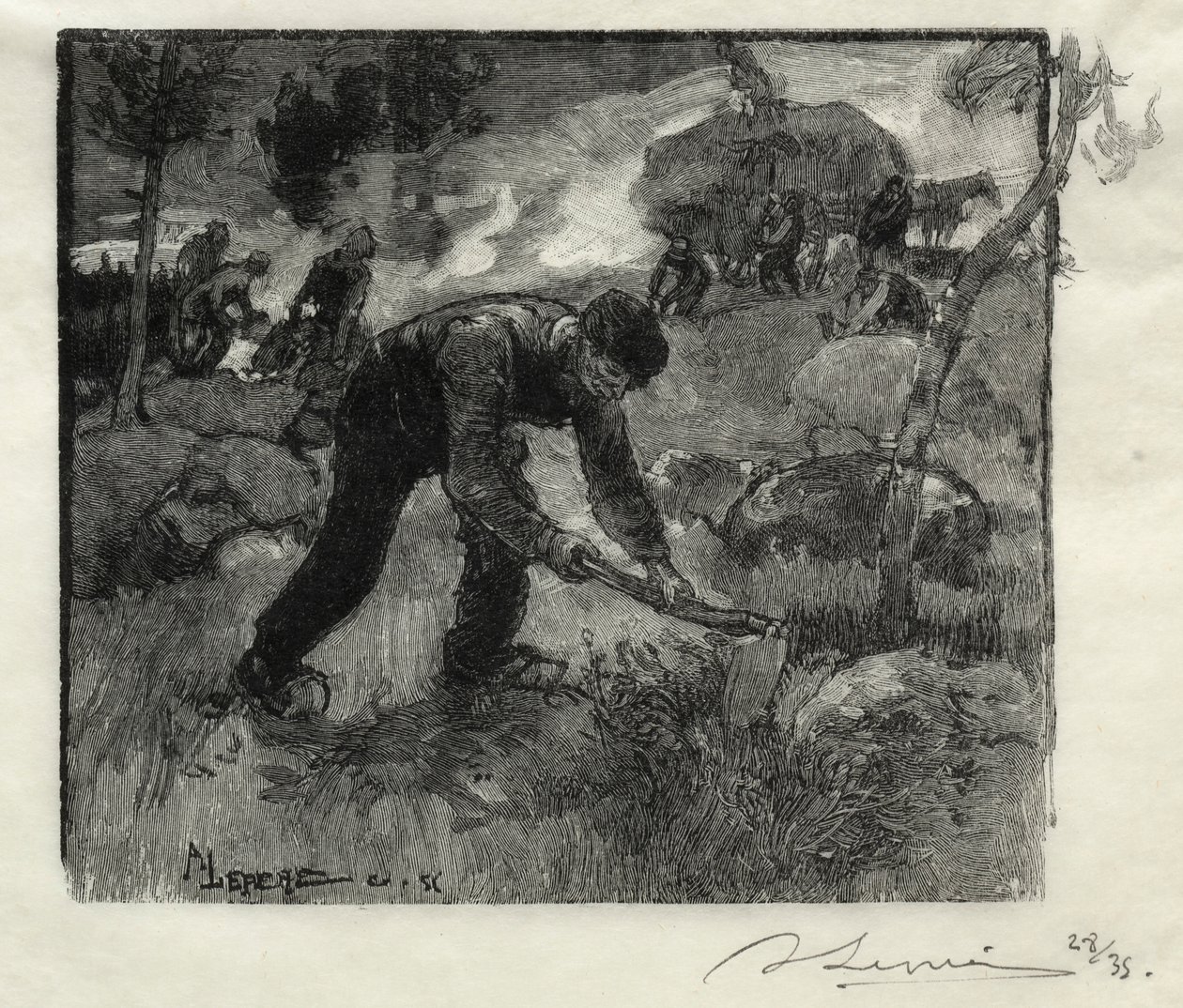 Kopacze wrzosów, 1887. autorstwa Auguste Louis Lepère