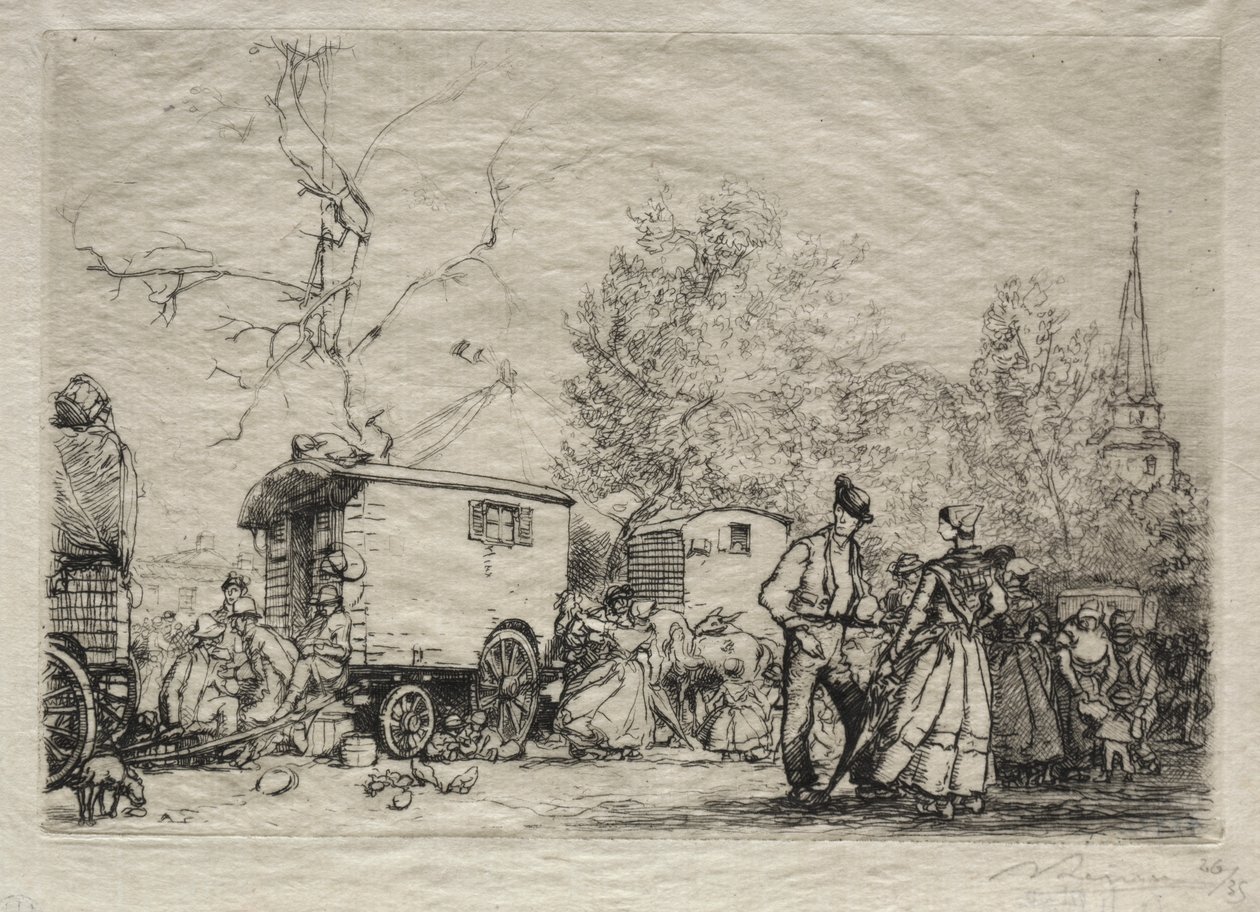 Na Jarmarku Św. Jean de Mont autorstwa Auguste Louis Lepère