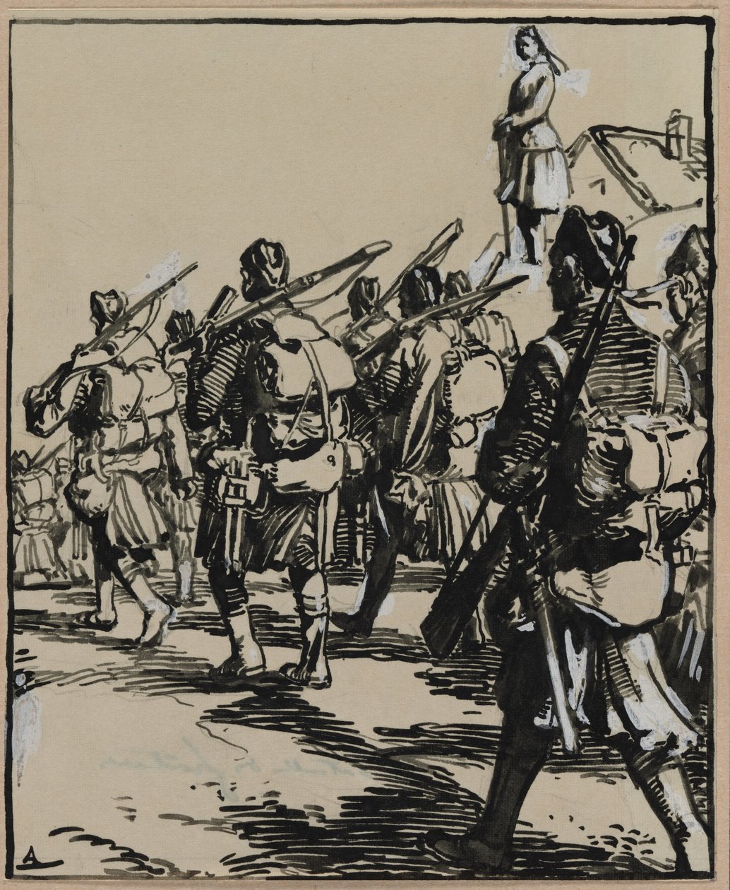 Bitwa o granice: grupa żołnierzy brytyjskich, 1914. autorstwa Auguste Louis Lepère