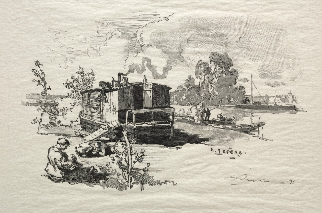Łódź mieszkalna. autorstwa Auguste Louis Lepère