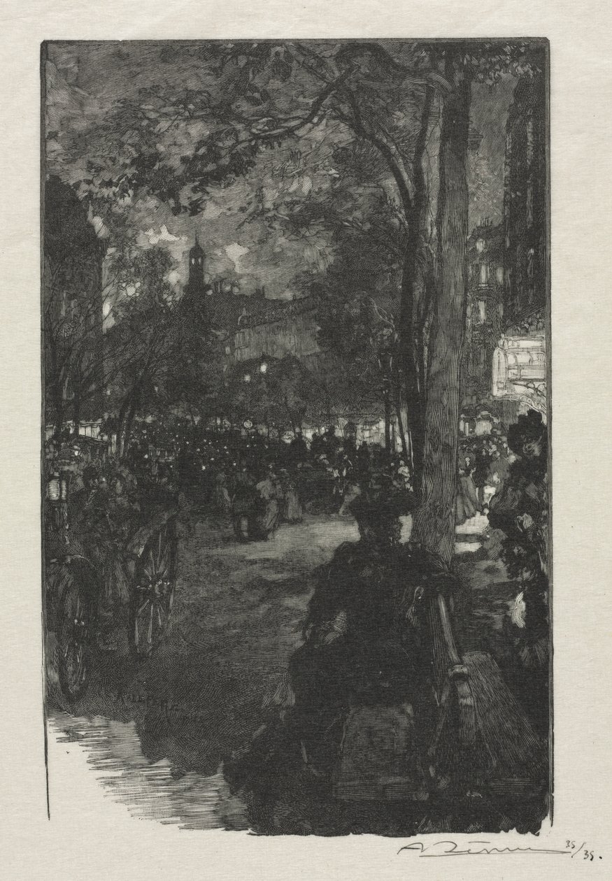 Boulevard Montmartre, Wieczór, 1890. autorstwa Auguste Louis Lepère