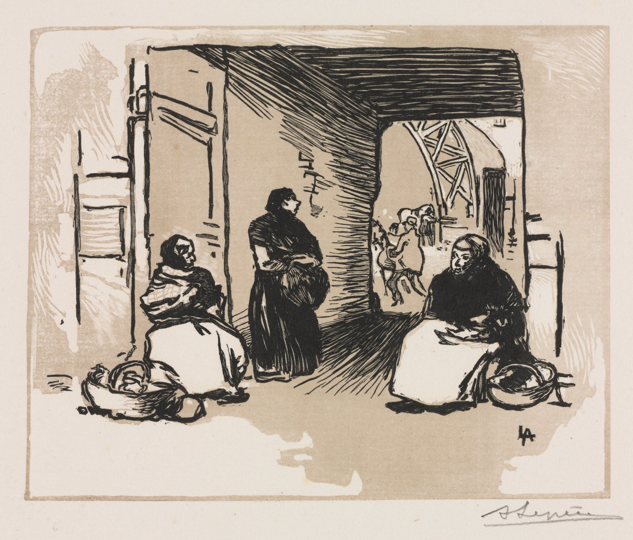 Sprzedawcy chleba, 1889. autorstwa Auguste Louis Lepère