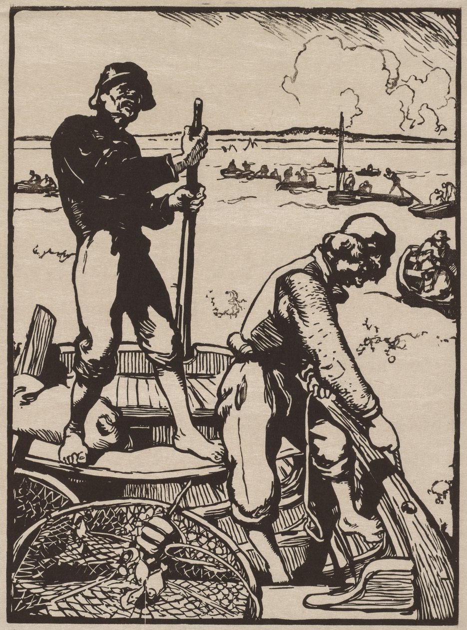 Łowienie krewetek. autorstwa Auguste Louis Lepère