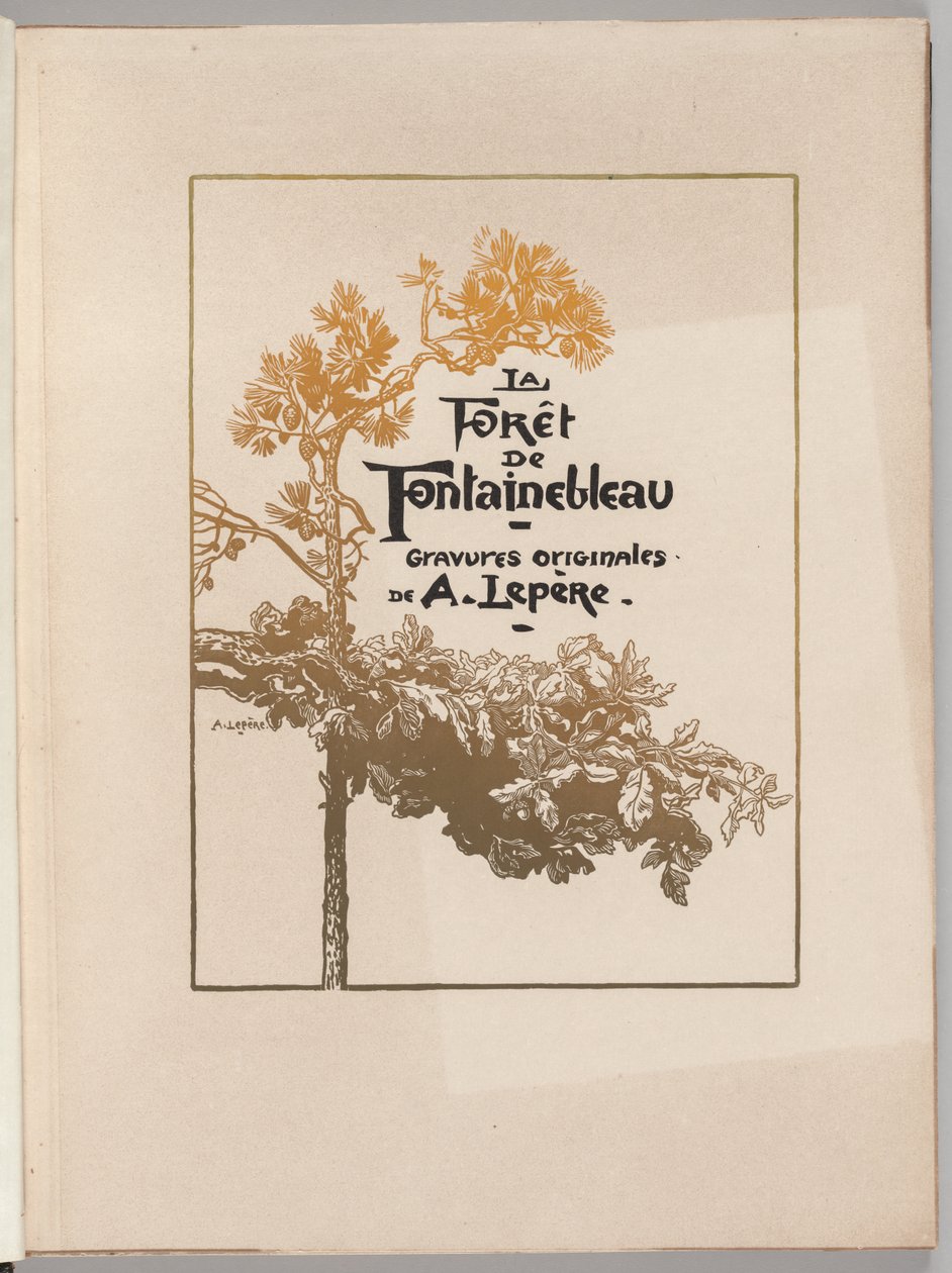 Las Fontainebleau: Okładka La Forêt de Fontainebleau, 1890. autorstwa Auguste Louis Lepère