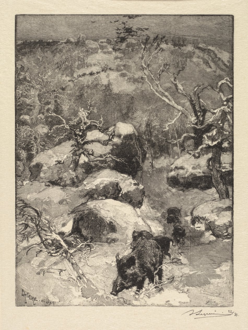 Las Fontainebleau: Klif Cuvier-Châtillon autorstwa Auguste Louis Lepère
