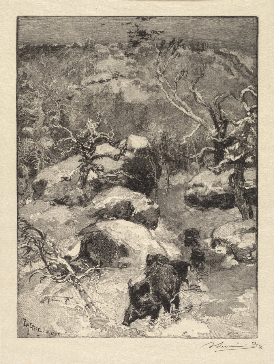 Las Fontainebleau: Klif Cuvier-Châtillon Las Fontainebleau: Roche Cuvier-Châtillon, 18 autorstwa Auguste Louis Lepère