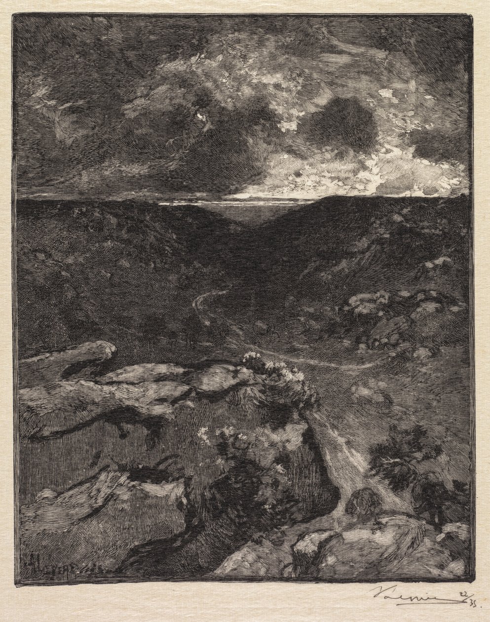 Las Fontainebleau: Dolina Franchard La Forêt de Fontainebleau: La Vallée de Franchard, 1890. autorstwa Auguste Louis Lepère