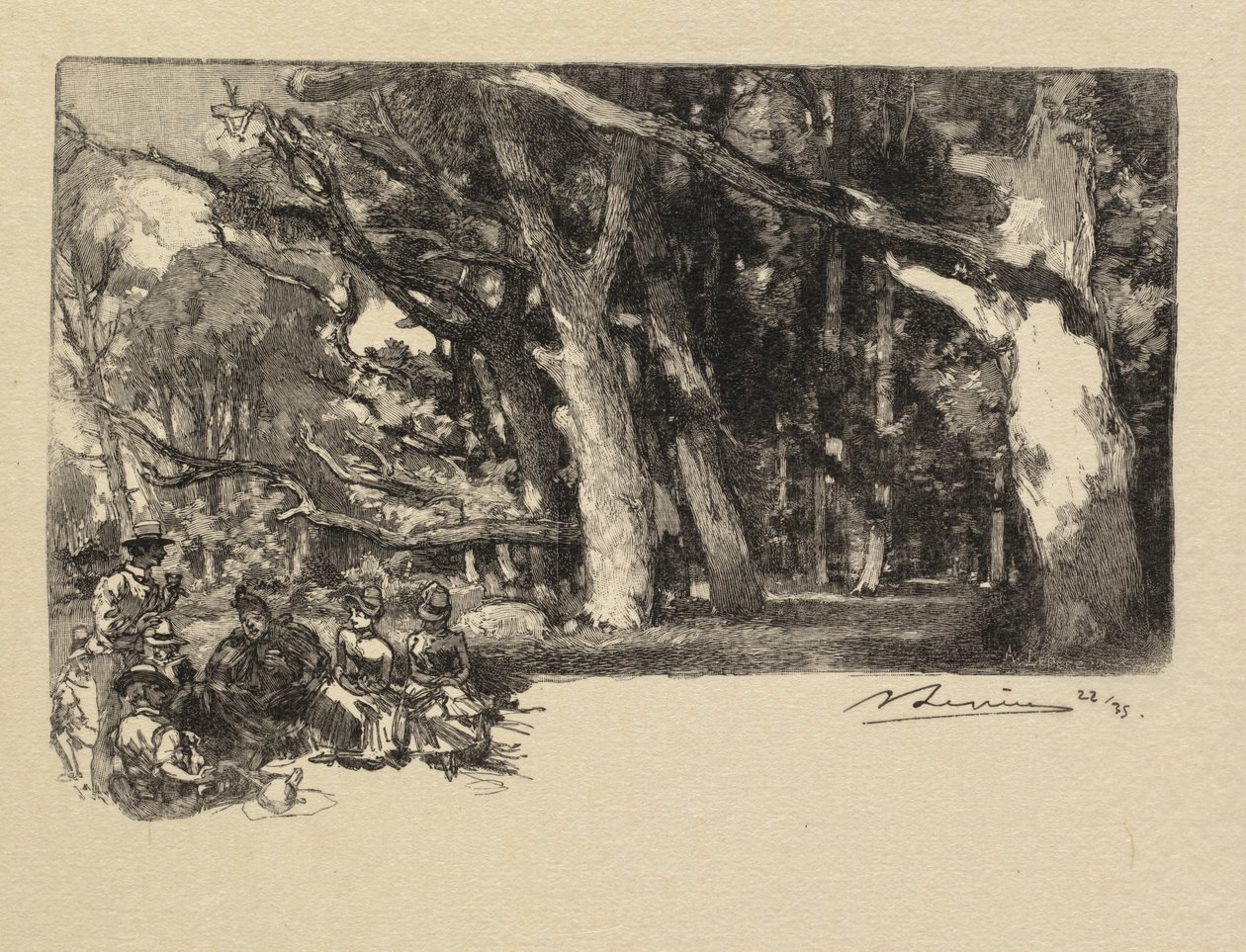 Las Fontainebleau: południe pod drzewami autorstwa Auguste Louis Lepère