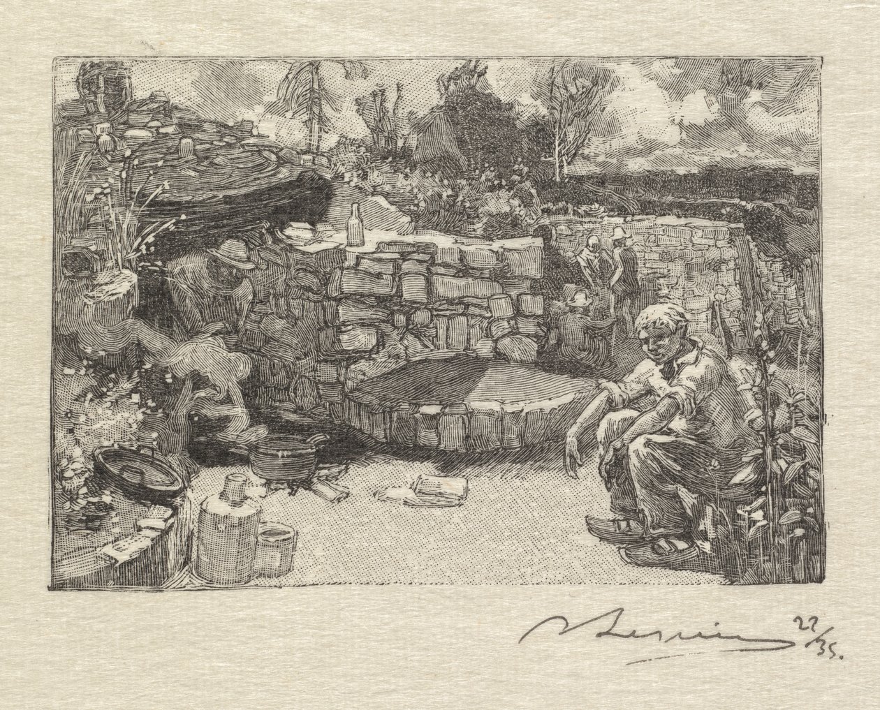 Fontainebleau Forest: Quarrymans Lodge. Forest of Fontainebleau: Quarrymans Lodge, 1890. autorstwa Auguste Louis Lepère